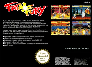 Fatal Fury (Europe) box cover back